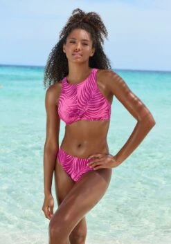 LASCANA ACTIVE Crop-Bikini-Top »Coal«, Mit Knoten-Optik